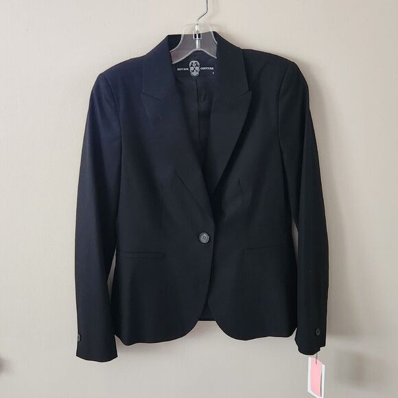 Hipchik Couture Black Mono Stripe Blazer Single Button Long Sleeve Jacket Size